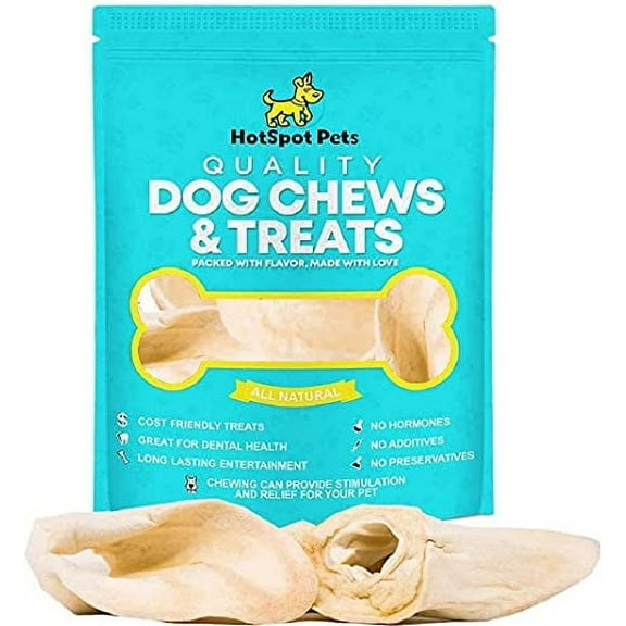 Hotspot Pets Cow Ears for Dogs - Grain Free Fully Digestible Rawhide Alternative - 3-5'' Ears (10 Pack)
