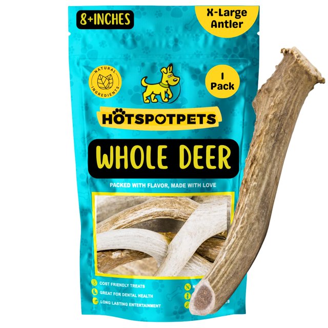 hotspot pets Premium Whole OIF8 Deer Antlers for Dogs 8+ Inch XLarge