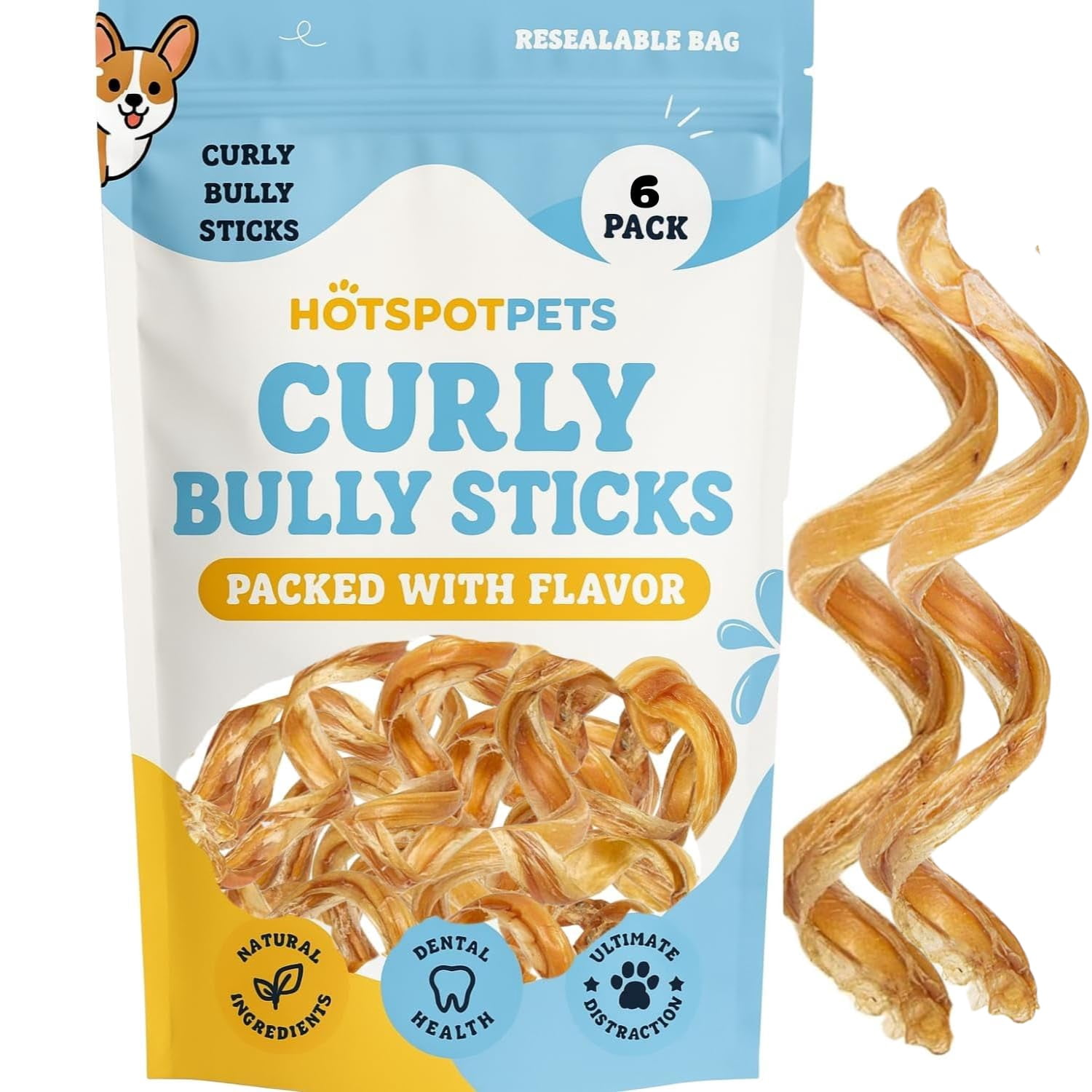 hotspot pets SpringEGSC Bully Sticks for Dogs -(6 Pack) Premium All ...