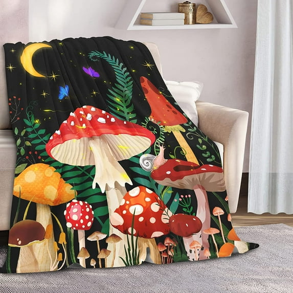 housay Cartoon Forest Black Flannel Throw, 50" x 40"