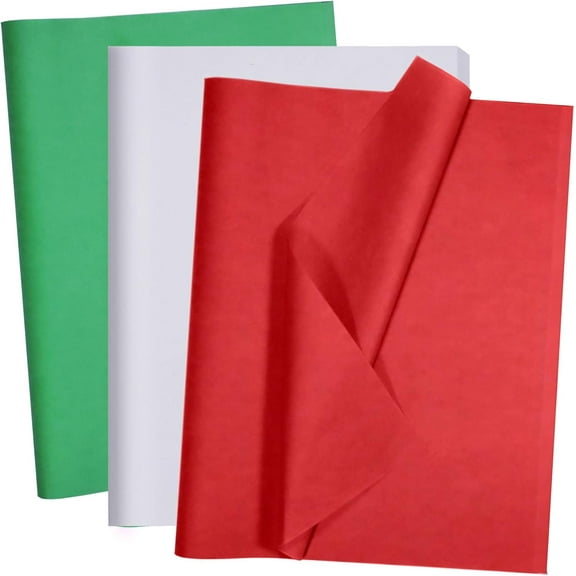 A house of tools 100 Sheets White Red Green Tissue Paper 14x20 Inches Multicolor Wrapping Paper Bulk for Christmas Birthday DIY Project Wrapping Crafts Decor