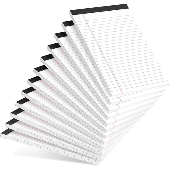 A house of tools 12pcs Small Note Pad 5x8 College Ruled White Legal Pads Paper Notepads 12 Pack Study Back Writing Pads 5 x 8 Legal Pads Perforated Narrow Ruled Pads of Paper White