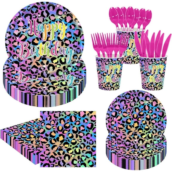 A house of tools 140Pcs Leopard Print Party Decorations,Jungle Animal theme Decorations Include Tableware, Plate, Cup, Napkin, Cutlery, Animal Cheetah Print Birthday Party Supplies Serve 20