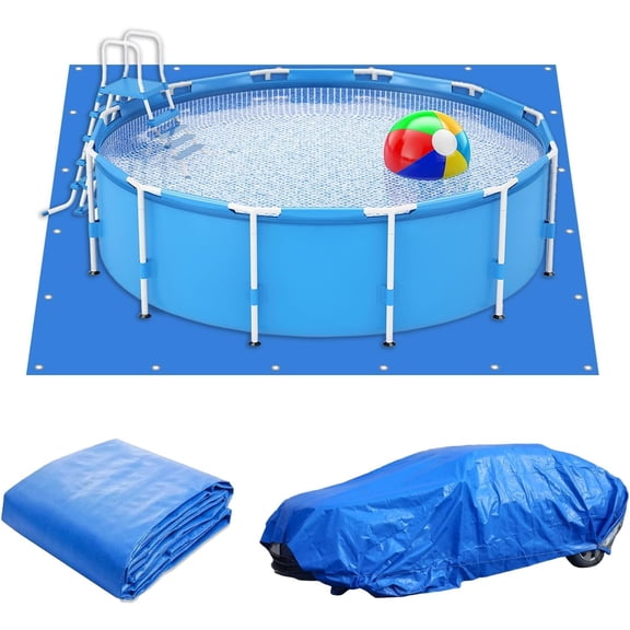 RFGUB A house of tools 16 x 16 Ft Square Swimming Pool Ground Cloth, Waterproof PE Pool Liner Pad for Above Ground Pools, Protector Mat Prevents Punctures, Durable Pool Tarp for Pools
