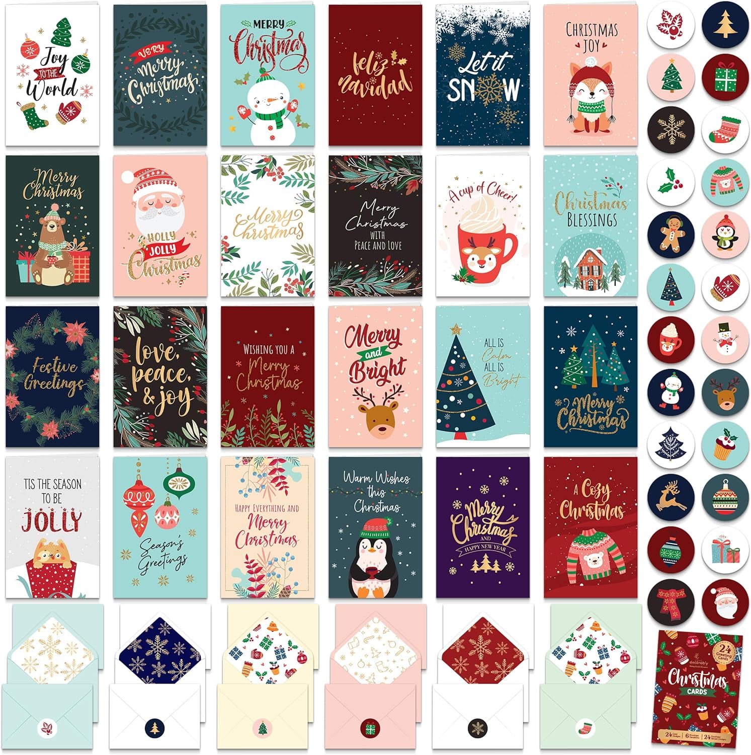 A house of tools 24 Pack Foiled & Glittery 6x4in Assorted Box Christmas ...