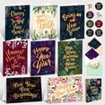 thumbnail image 1 of A house of tools 24 Pack Gold Foiled 6x4in Happy New Year Cards with Envelopes and Stickers, 8 Elegant Design Happy New Year Greeting Cards with Printed Message Inside, 1 of 12