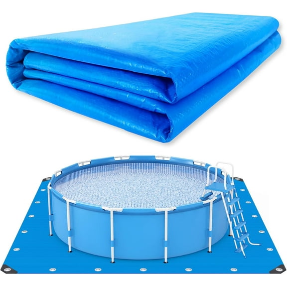 RFGUB 24 x 24 Ft Swimming Pool Ground Cloth Square Swimming Pool Liner Pad for Above Ground Swimming Pools Heavy Duty Pool Ground Mat Protector Pad Prevents Punctures Pool Tarp
