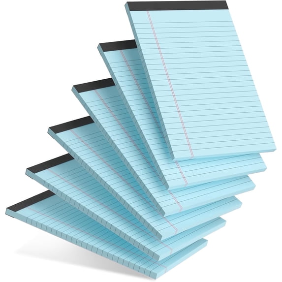 6pcs Small Note Pad 5x8 College Ruled Legal Pads Paper Notepads 6 Pack Study Back Writing Pads 5 x 8 Legal Pads Perforated Narrow Ruled Pads of Paper