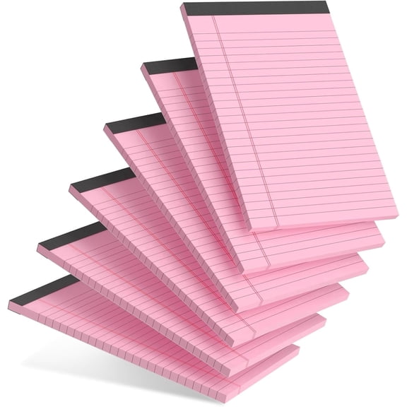 Ahot 6pcs Small Note Pad 5x8 College Ruled Pink Legal Pads Paper Notepads 6 Pack Study Back Writing Pads 5 x 8 Legal Pads Perforated Narrow Ruled Pads of Paper Pink