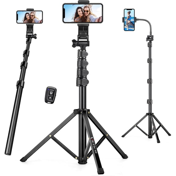 A house of tools 74" Flexible Phone Tripod, Tall Cell Phone Tripod with Adjustable Gooseneck & Remote, Portable Camera Cellphone Stand for Video Recording, Compatible with iPhone Android