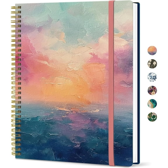 RFGUB Spiral Lined Notebook, Notebooks for Work, Large Journal for Women & Men, College Ruled Journaling Notebook for Writing, Plastic Cover Spiral Journal