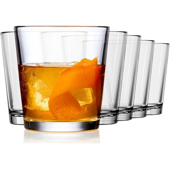 A house of tools Bar Essentials Double Old Fashioned Glasses, 12 oz, Clear Restaurant Quality Drinking Glasses Set of 6, Modern Rocks Glass Set for Everyday Use