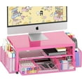 thumbnail image 1 of A house of tools Desk Organizer and Accessories, 2-Tier Computer Monitor Stand with Drawer and 2 Pen Holders, Office Desk Accessories for Office Supplies, Carmine Rose, 1 of 15