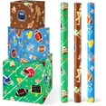thumbnail image 1 of A house of tools Football Wrapping Paper Rolls - 3 Short Rolls Sports Gift Wrap Paper Kids for Kids Birthday Party Gift Packing Supply Green Brown Blue Wrapping Paper with Cut Lines 17 in x 10 ft, 1 of 14