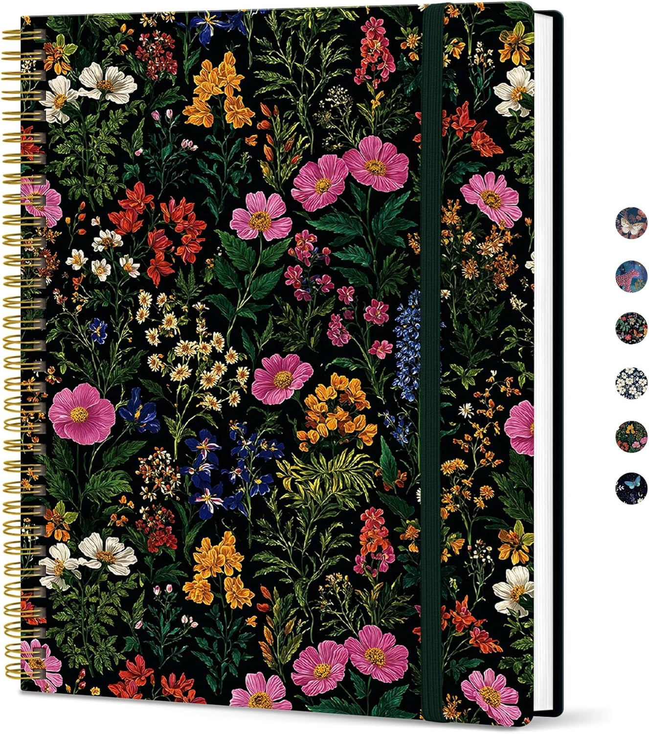 A house of tools Large Spiral Lined Journal for Women, 8.5" x 11" Notebooks for Work Collge Ruled, A4 Aesthetic Cute Journaling Notebooks for Writing, Plastic Cover, Abundant Floral