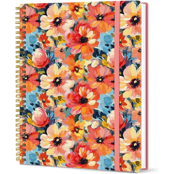 A house of tools Large Spiral Lined Journal for Women and Men, Notebook for Work | Pastel Garden 8.5" x 11" Notebooks for Note taking, Writing & Journaling, College Ruled Pages, Plastic Cover