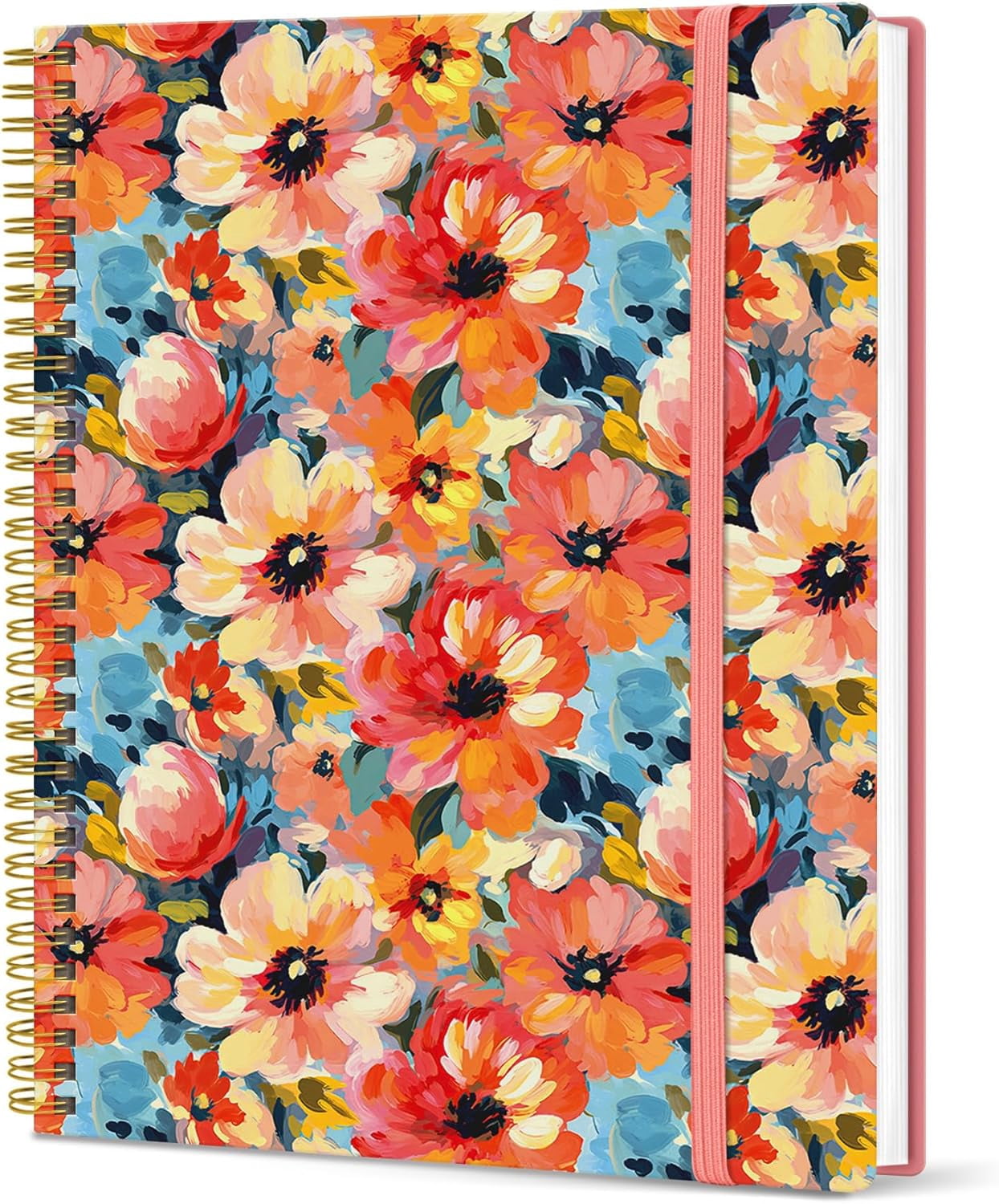 A house of tools Large Spiral Lined Journal for Women, 8.5" x 11" Notebooks for Work Collge Ruled, A4 Aesthetic Cute Journaling Notebooks for Writing, Plastic Cover, Pastel Garden