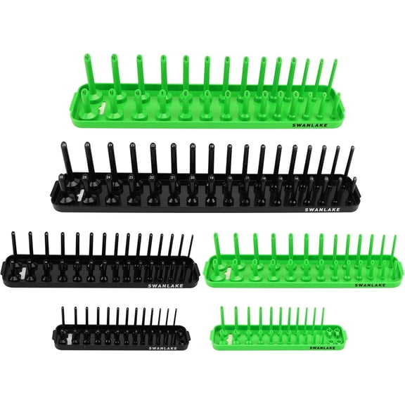 A house of tools SWANLAKE Socket Organizer Tray, 6-Piece Socket Holder Tray, SAE and Metric, 1/4", 3/8", and 1/2" Drive Sockets Organizer for Toolboxes