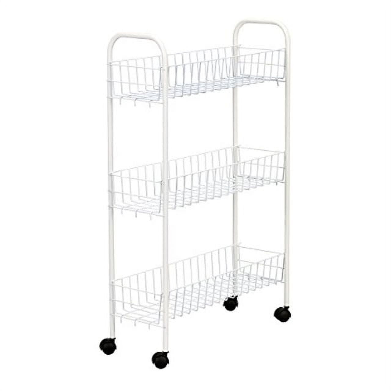 White Slimline Steel 3-Shelf Laundry Rack