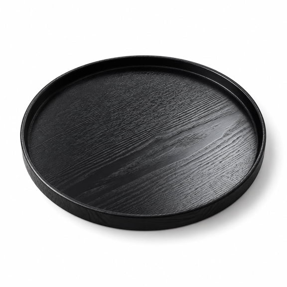 Round Wooden Serving Tray 10.63 Inch, Solid Wood Platter for Tea Coffee Snacks, Coffee Table Decor