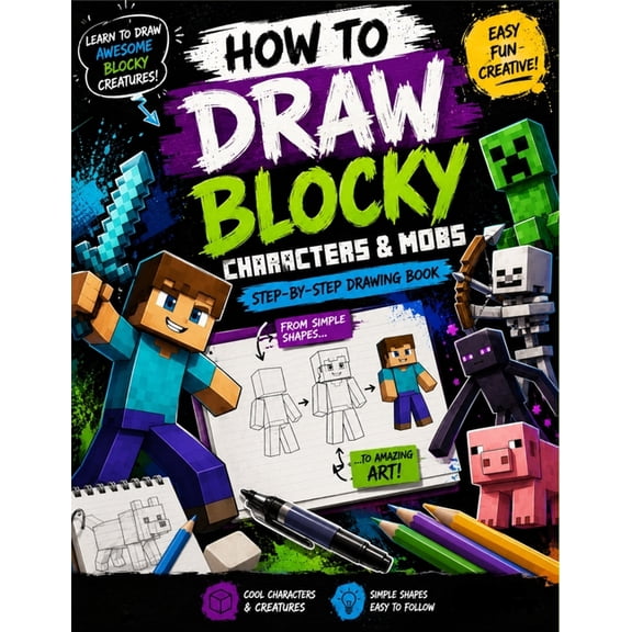 how to draw Blocky: Easy Step-by-Step Drawing Guide for Kids, (Paperback)