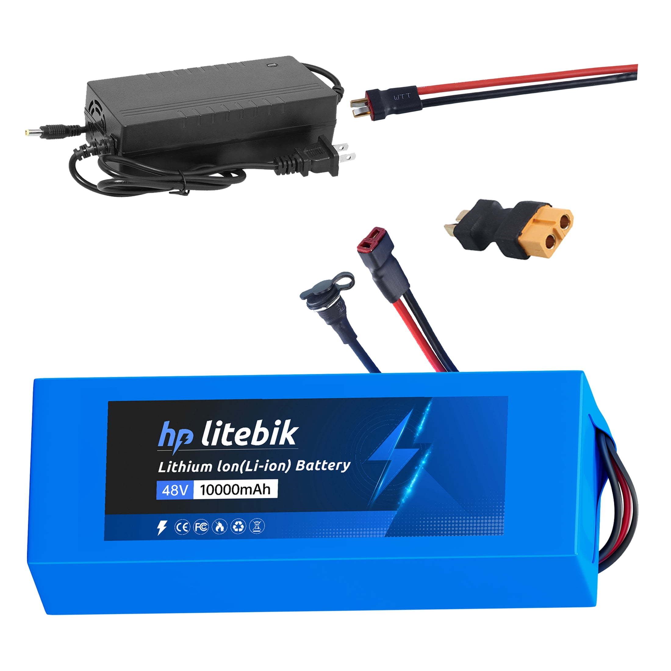 hp litebik Ebike 48v 10ah Lithium Battery T Plug Replacement Battery for Electric Bicycle UL2271