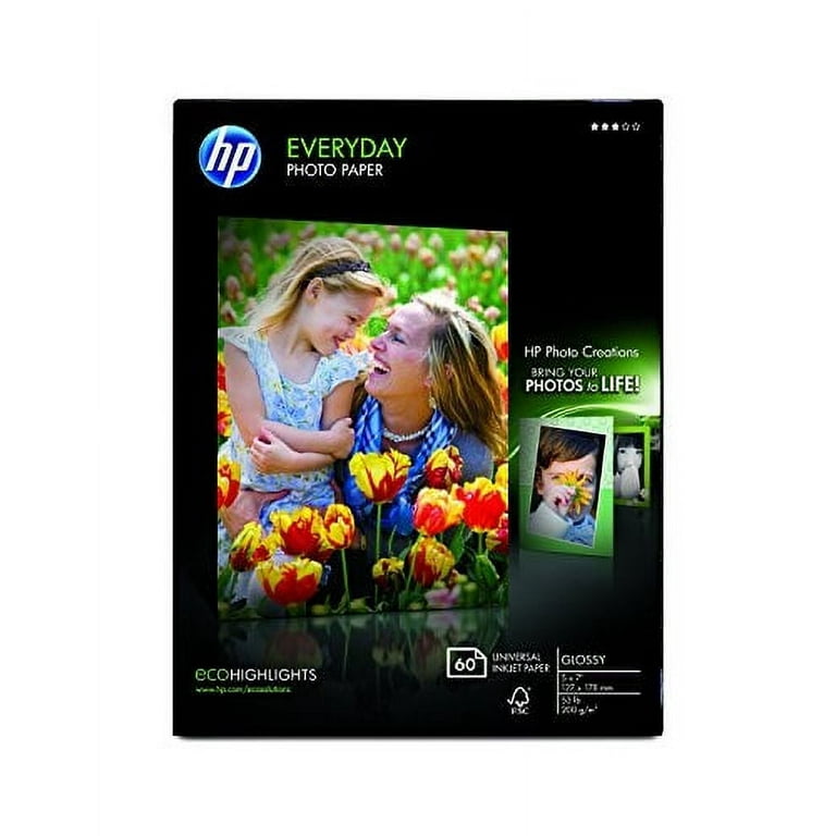 HP Everyday Photo Paper Glossy 5x7 in 60 Sheets (CH097A)