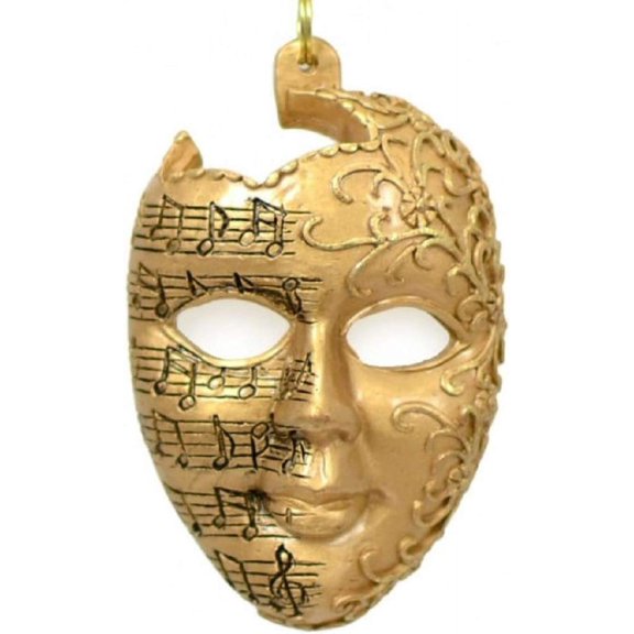 hru New Orleans Hand-Painted Jazz Antique Gold Musical Notes Raised Swirling Designs Mask Holiday Christmas Mardi Gras Ornament Bourbon Steet