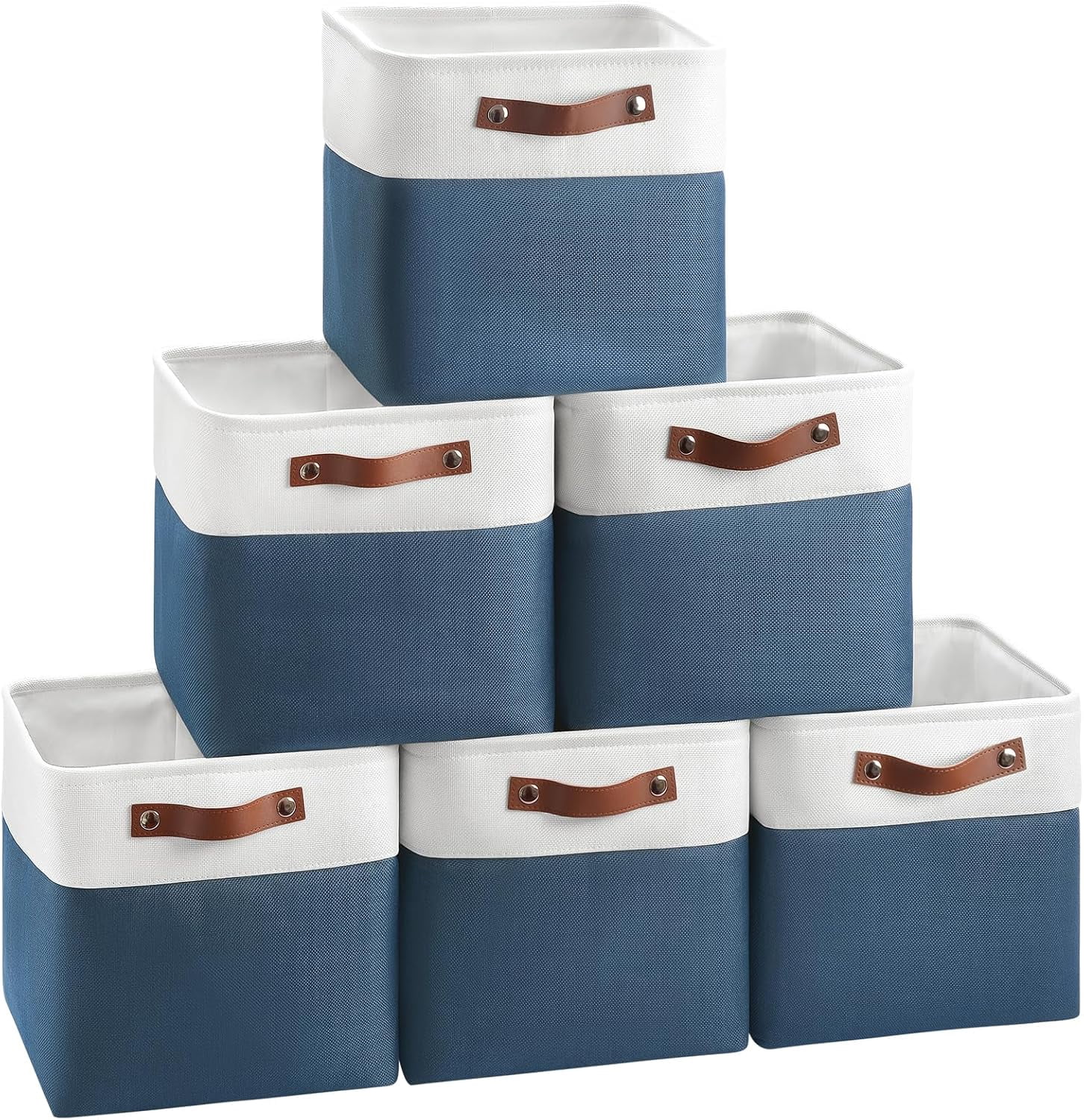 hsrhsgaga 13 Inch Cube Storage Bins Foldable Storage Basket with PU ...