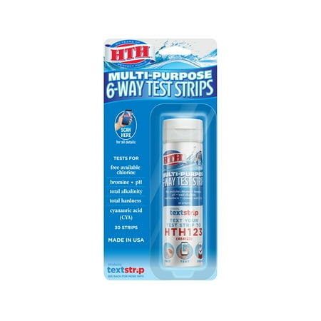 hth Multi-Purpose 6-Way Swimming Pool Test Strips, 30 ct