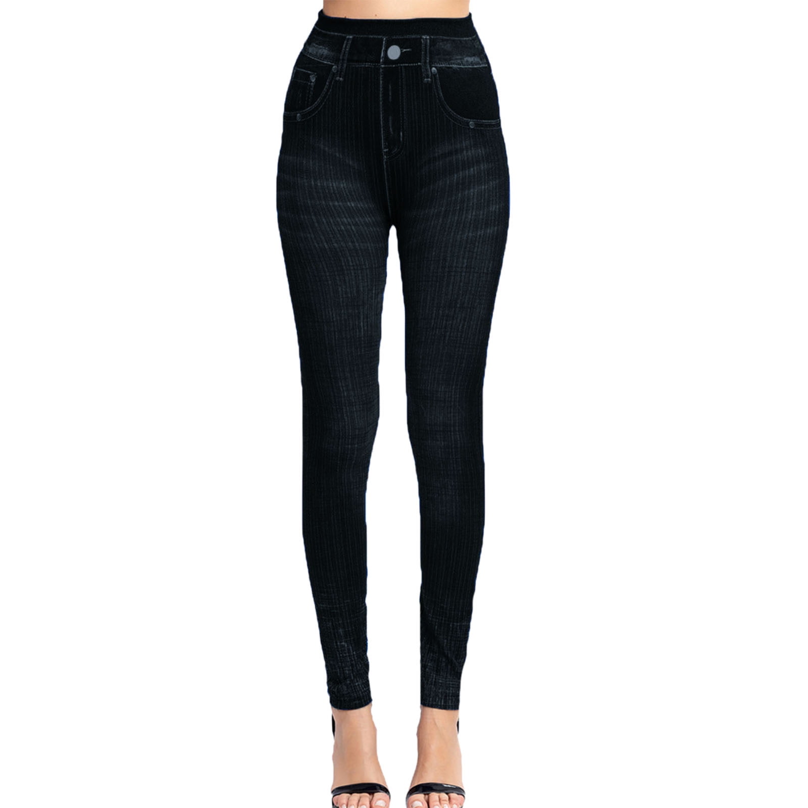 huaai leggings for women elastic jeans leggings thermal stripe