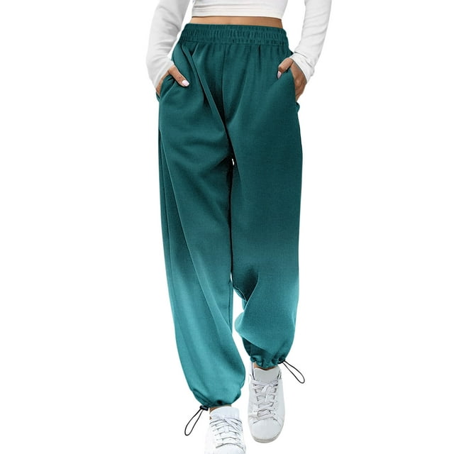 huaai women's print bottom sweatpants pockets high waist sporty gym fit ...