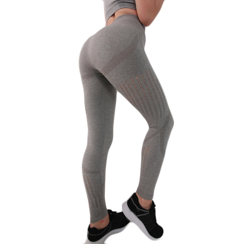 huaai women hight waist yoga fitness leggings running gym stretch sports  pants trouser casual pants for women grey s 