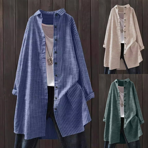 huaimei Ladies Turndown Collar Shirt, Women'S Solid Casual Button Long Sleeve Shirt Button Tops