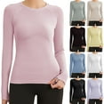 thumbnail image 1 of huaimei Women'S Winter Yoga Wear Breathable Long-Sleeve T-Shirt Texture Training Sports Tops Fitness Wear Base Layer Tops, 1 of 6