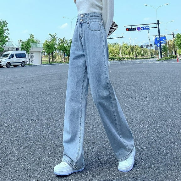 huaimeiWomen's Wide Leg Jeans Summer Straight Leg Pant Fashion Casual Holiday Outdoor Denim Vocation Looose Fit Lounge Pants
