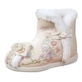 thumbnail image 1 of huajiao 1 Pair Girls Hanfu Shoes Chinese Embroidered Flower Flat Retro Ethnic Slope- Heel Shoes Vintage Floral Silk Shoes, 1 of 6