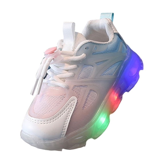 huajiao Baby Boys Light Up Shoes Sparkly Non-𝗦lip Mesh Breathable First Walking Shoe Cute Lightweight Casual Sneakers