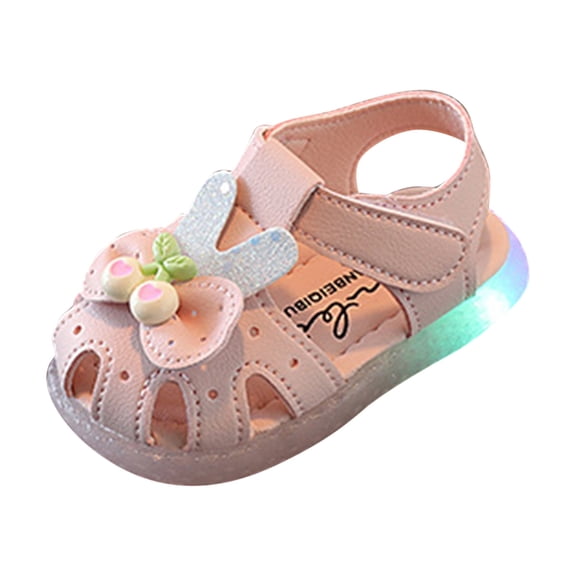 huajiao Baby Girls Boys Led Light Up Sandals Flowers Casual Shoes Toddler Kids Luminous Run Sport Sandals Princess Shoes