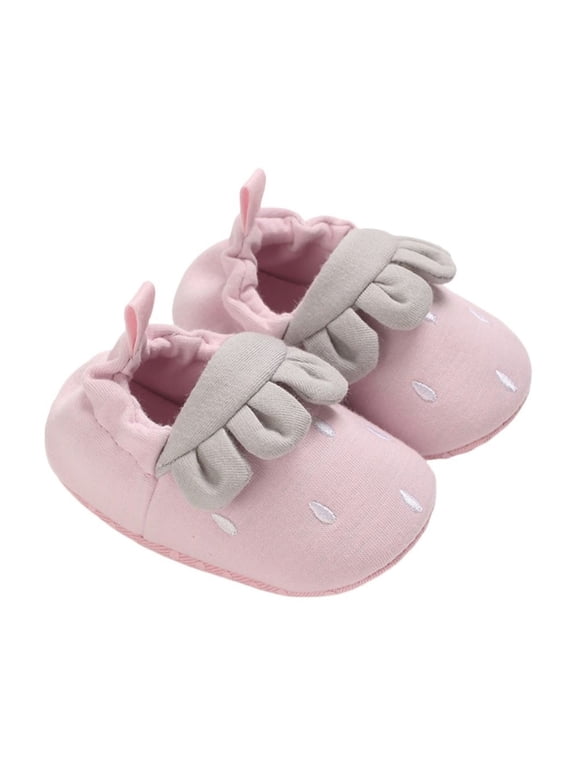 Baby 𝐌occasins Infant Shoes Strawberry Prints Soft Sole Non Slip Socks Baby Floor Shoes Socks Winter Fall Flat