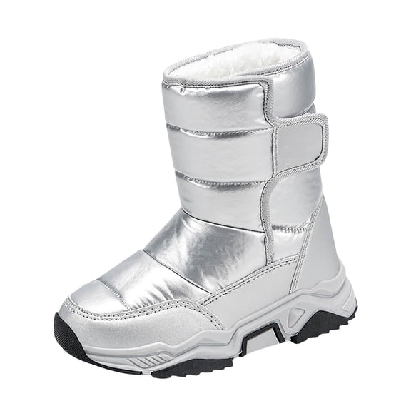huajiao Big Kids Winter Sno1 Boots Waterproo1 Warm Fluff1 Fu1 Lined Mid Calf Rain Ski Shoes Little Boys Girls Non-Sli1 Snowboots