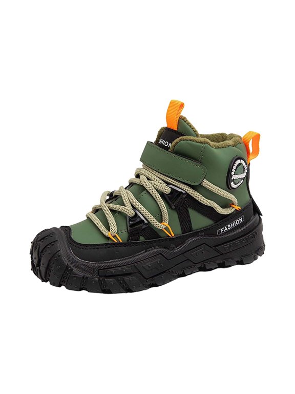 Girls Boys Winter Comfortable Ankle Booties Kids Warm Lined Casual Ski Tied Shoes Baby Outdoor Water Proof Snow Boots