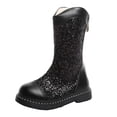 thumbnail image 1 of huajiao Glitter Sequined Princess Tall Boots for Teens Girls Sparkly Knee High Boots Back Zipper Anti-𝗦lip Mid Calf Shoes, 1 of 9