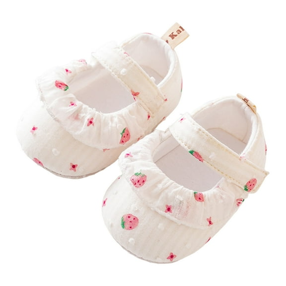 huajiao Infant Baby Girls Boys Strawberry Princess Flat Newborn First Walke𝐫s Soft Non-Slip Crib Wedding Dress Shoes