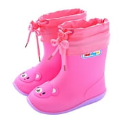 huajiao Kids Rainboots Toddler Rubber Rain Cart on Rain Boot Outdoor Non  lip  rawstring Water Shoes for Boys Girls Waterpr of B ots