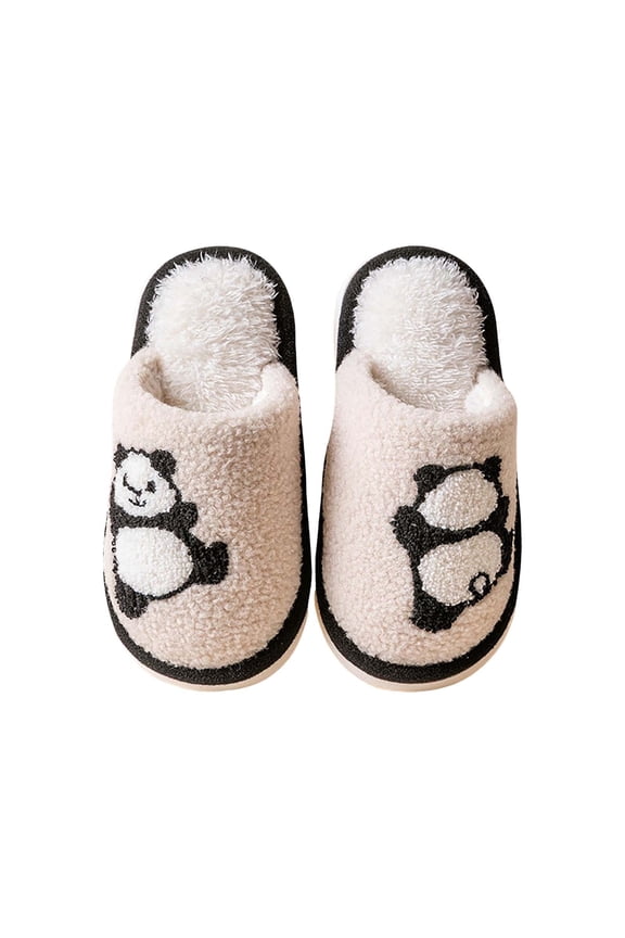 Toddler Boys Girls Animal Panda Slippers Kids Indoor House Slippers for Winter Warmth Cart𝐨on Soft Plush Shoes