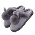 thumbnail image 1 of huanledash 1 Pair Candy Color Anti-skid Cotton Slippers Thick Bottom Women Slip-on Rabbit Ear Flat House Slippers for Daily Life, 1 of 8