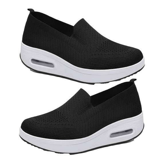 huanledash 1 Pair Casual Shoes Breathable Mesh Low Wedge Slip-on Anti-slip Lightweight Women Spring Summer Platform Sports Shoes Footwear