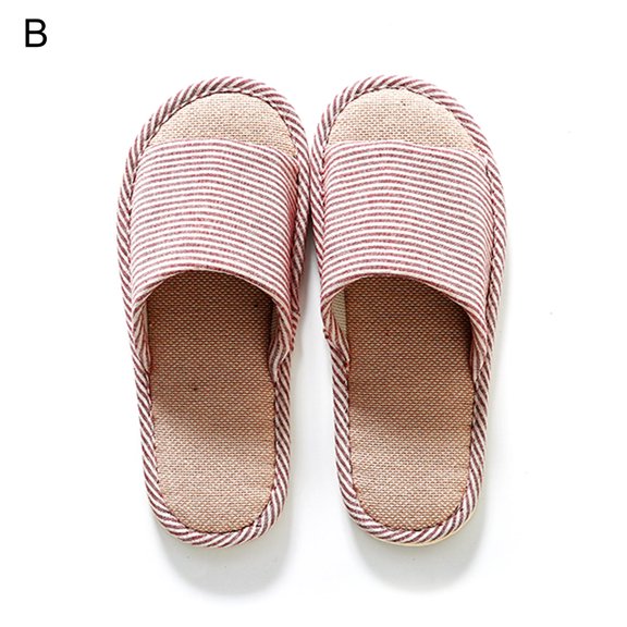 huanledash 1 Pair Unisex Indoor Slippers Open Toe Non-slip Long Service Life Simple Flat Slippers for Bedroom