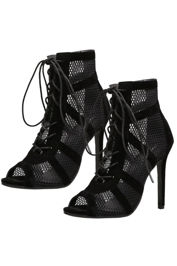 1 Pair Women Sandals Mesh Ankle Strap Ladies Anti Skid Net Surface High Heel Shoes for Party